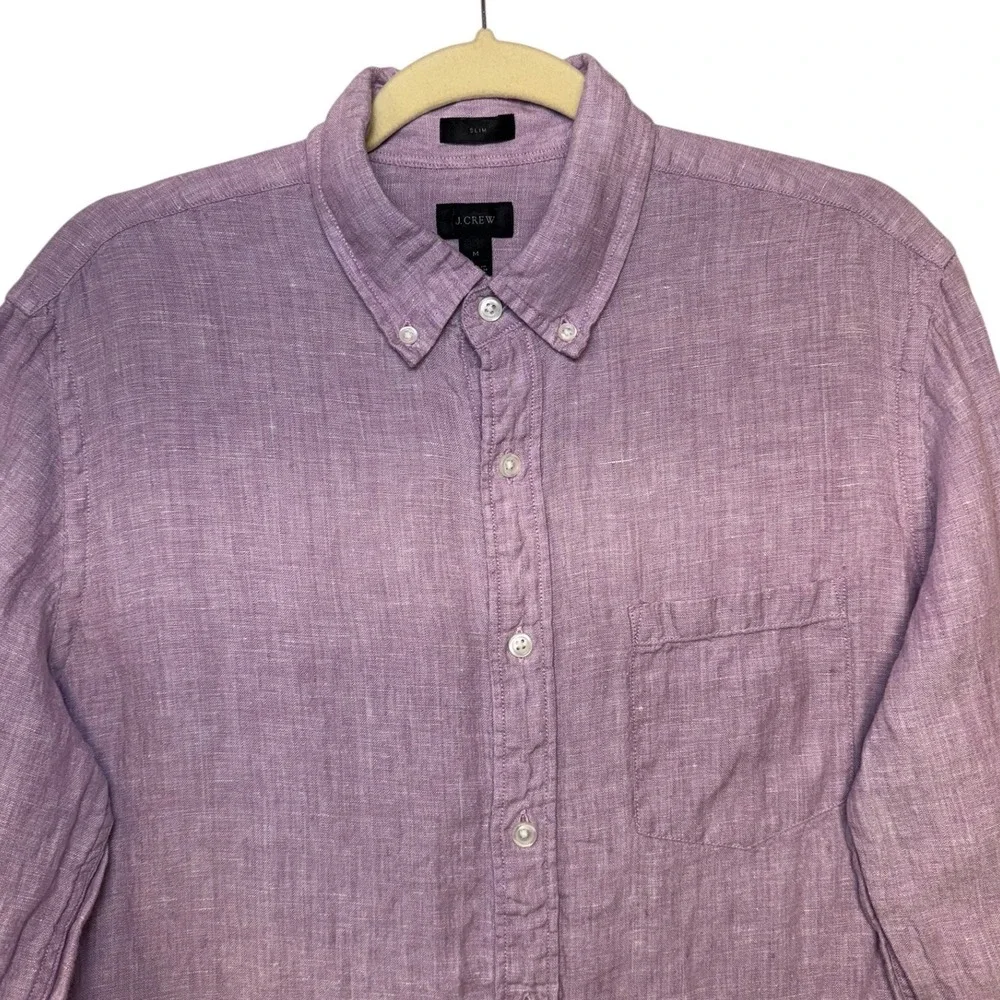 J. Crew Baird McNutt Irish Linen Slim Fit Shirt Mens Medium Lavender Purple
